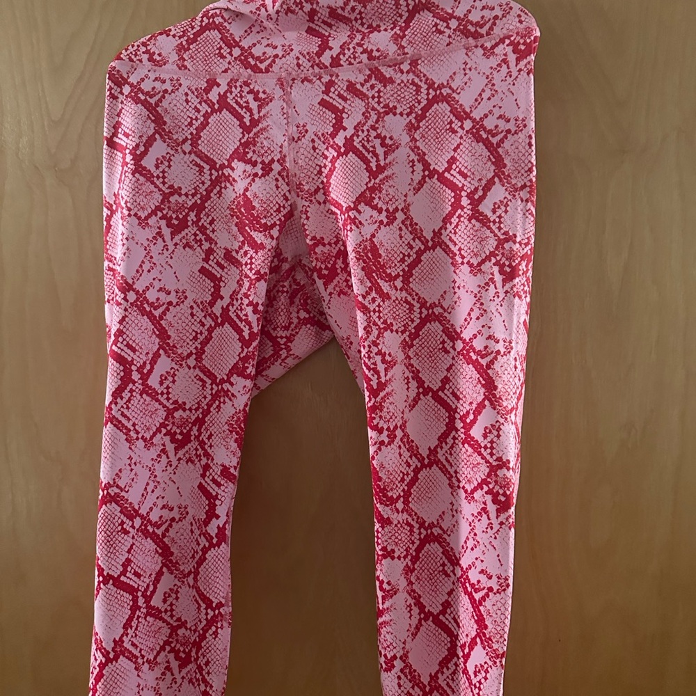 Fabletics Pink and Red Snake-Print Women’s Leggings